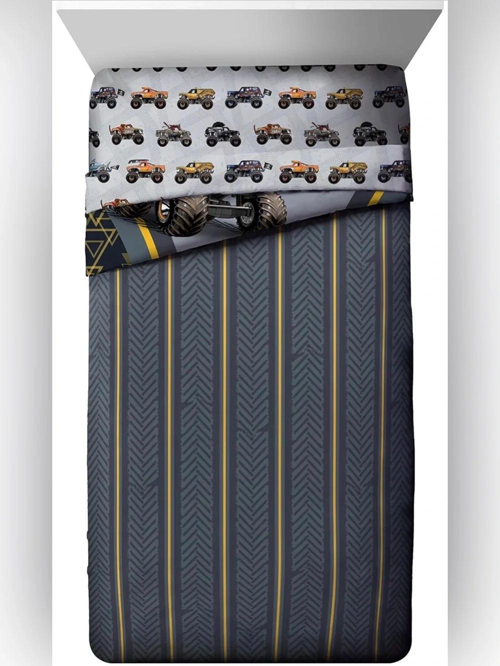 Monster Jam Full Size 11-Piece Bedding & Curtain Set | Grave Digger & Megalodon